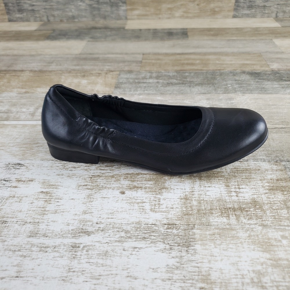 Walking Cradles Tess Womens Ballet Flat Sz 6.5 M Black Leather Slip On Round Toe